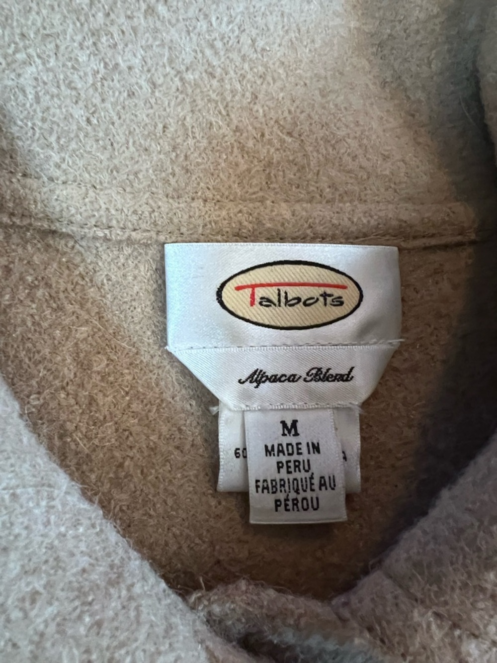 Talbots Beige Button Alpaca Wool Car Coat with Zip Pockets - Minimalist Classic - Picture 6 of 6
